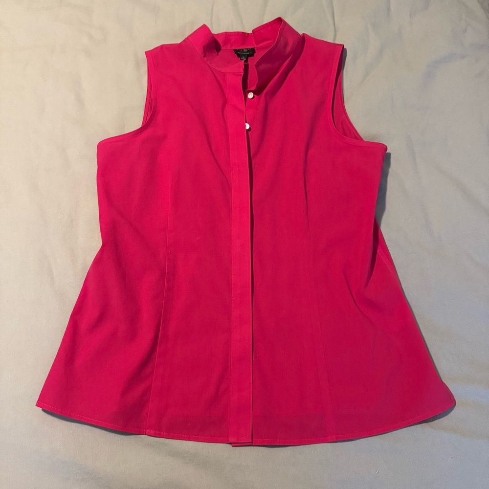 Talbots No Iron Hot Pink Sleeveless Blouse